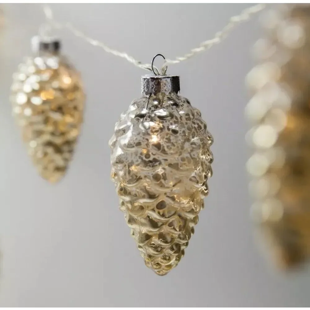 Philips‎ Silver Glass Pinecone Lights 6 Warm White LED Battery Operated